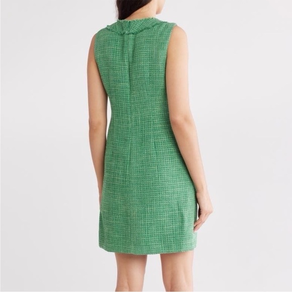 Eliza J Tweed Shift Dress Size 8 Green Sleeveless Crewneck Office Mini Classic - Picture 3 of 15